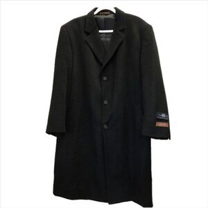 Tasso Elba Black Wool Cashmere Blend Overcoat